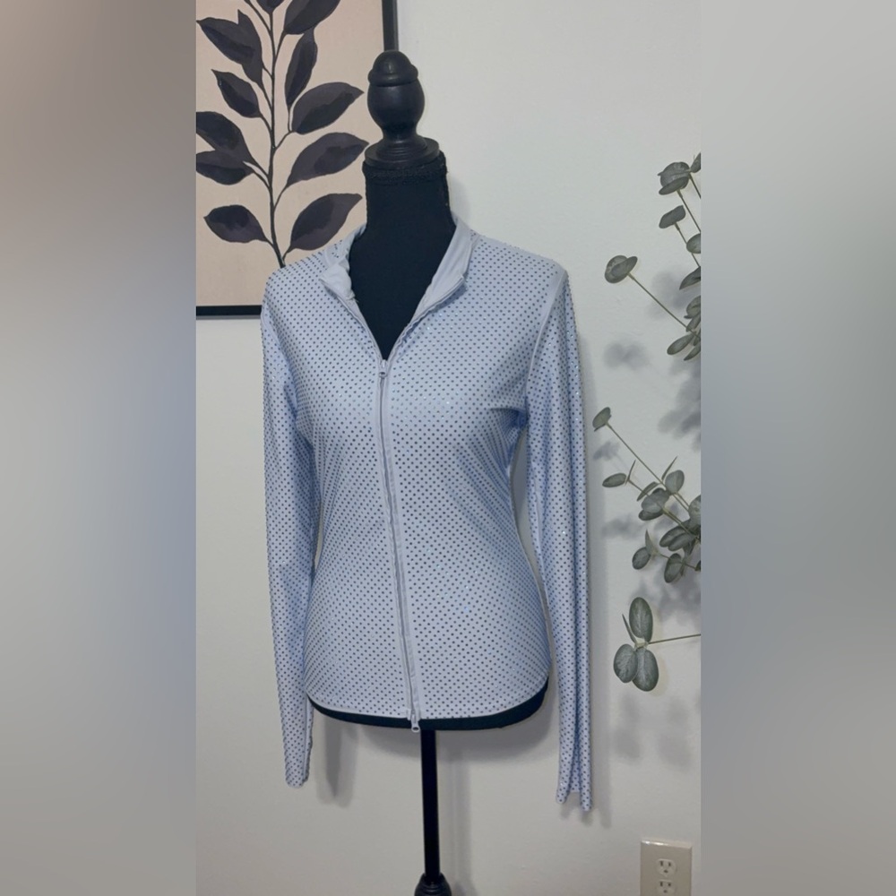 -SOLD- Light Blue Rhinestones Zip-Up Jacket